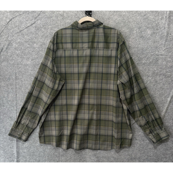 Swiss Tech Plaid Shirt Mens 3XL Green Plaid Pockets Lightweight Stretch - Picture 2 of 7